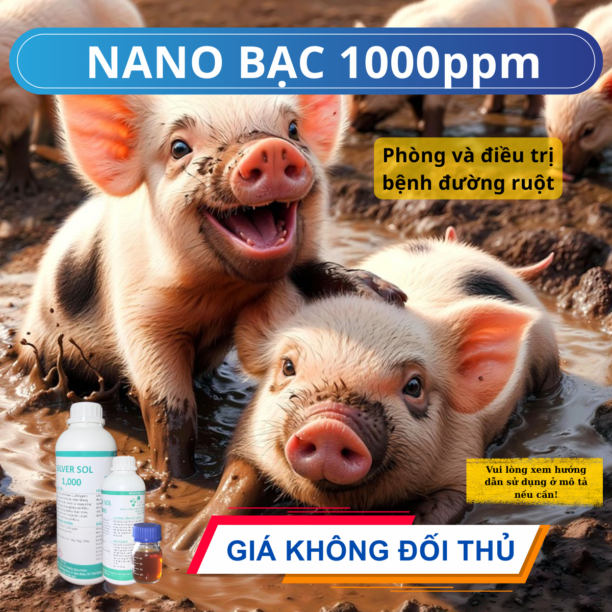 Nano bạc 1000ppm – Giải pháp hiệu quả phòng trị bệnh đường ruột trên heo